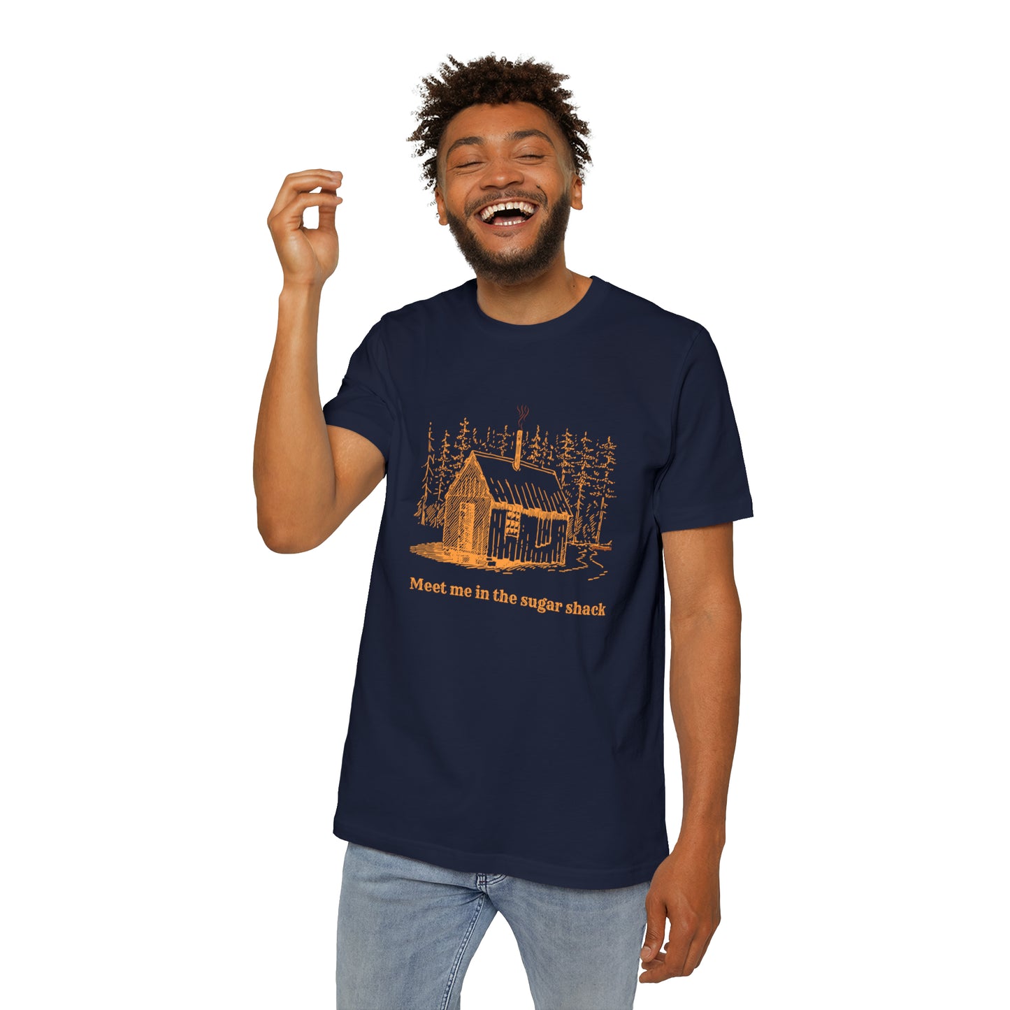 Meet Me in the Sugar Shack, Sap House, Sugarbush,  Maple Syrup, USA-Made Unisex Short-Sleeve Jersey T-Shirt