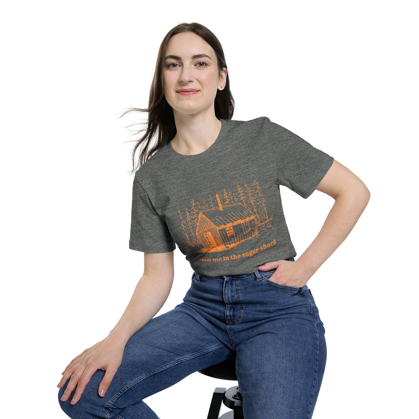 Meet Me in the Sugar Shack, Sap House, Sugarbush,  Maple Syrup, USA-Made Unisex Short-Sleeve Jersey T-Shirt