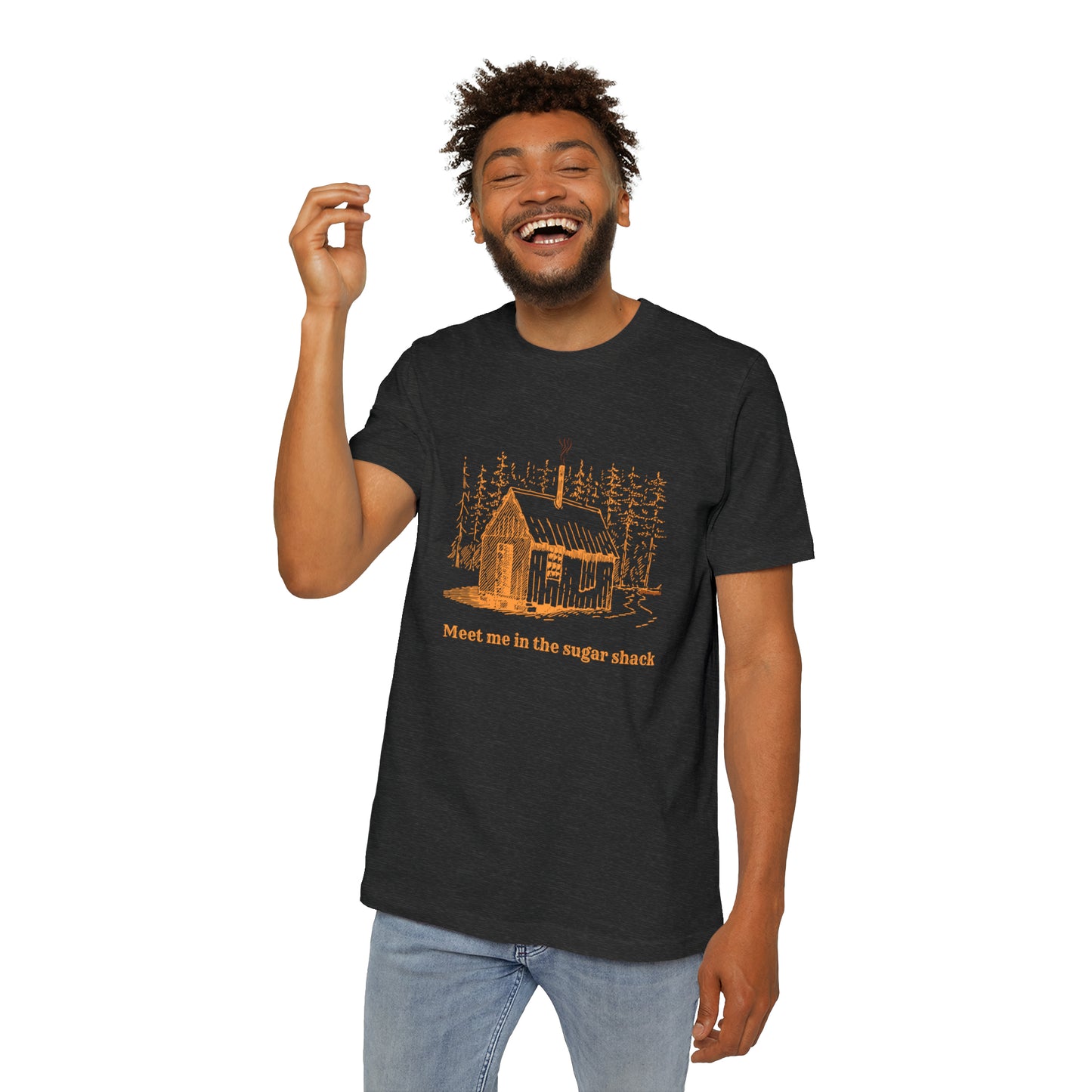 Meet Me in the Sugar Shack, Sap House, Sugarbush,  Maple Syrup, USA-Made Unisex Short-Sleeve Jersey T-Shirt