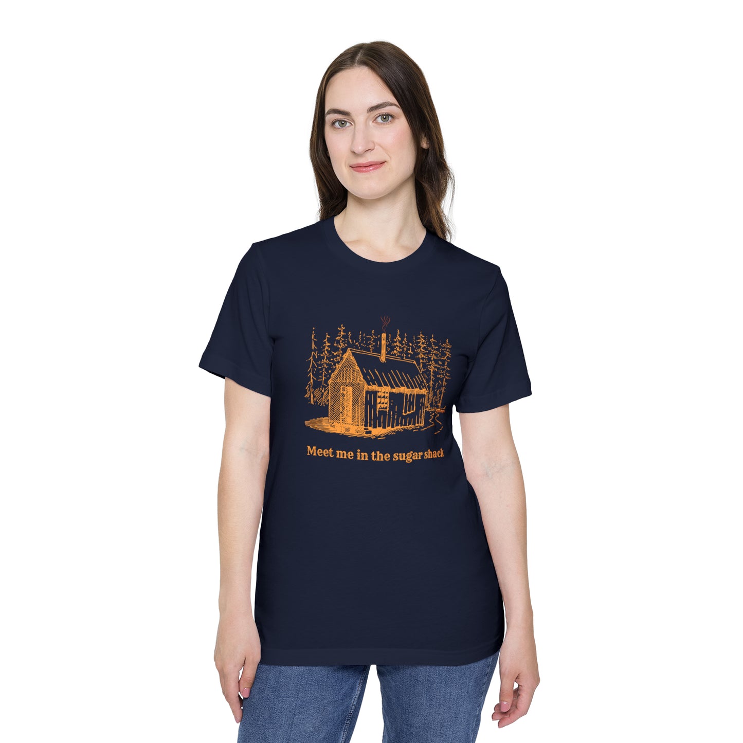 Meet Me in the Sugar Shack, Sap House, Sugarbush,  Maple Syrup, USA-Made Unisex Short-Sleeve Jersey T-Shirt