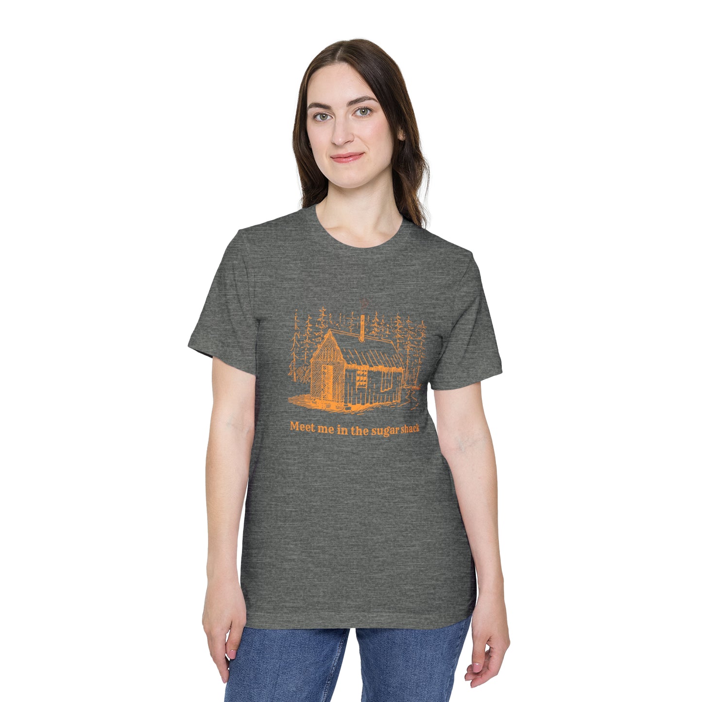 Meet Me in the Sugar Shack, Sap House, Sugarbush,  Maple Syrup, USA-Made Unisex Short-Sleeve Jersey T-Shirt