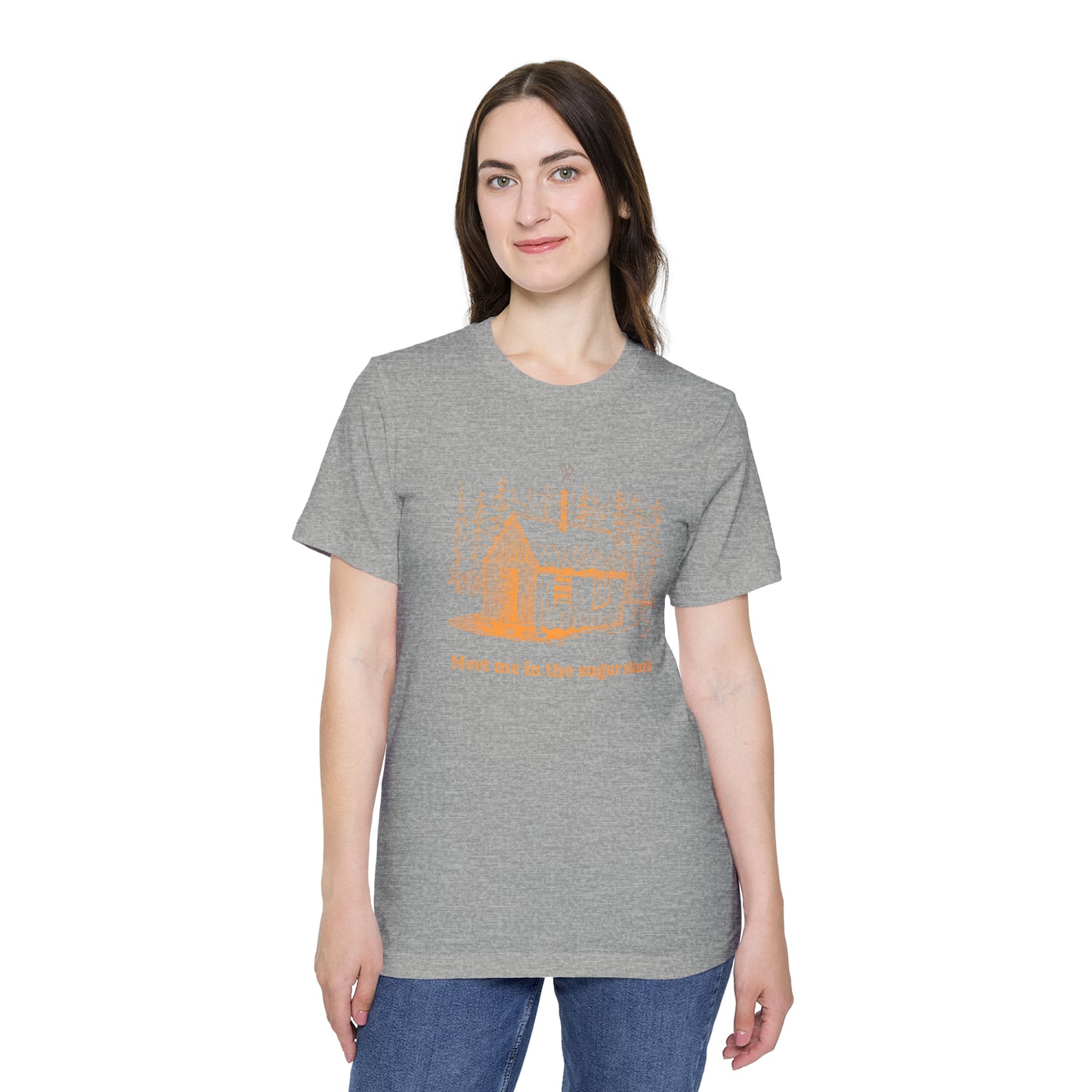 Meet Me in the Sugar Shack, Sap House, Sugarbush,  Maple Syrup, USA-Made Unisex Short-Sleeve Jersey T-Shirt