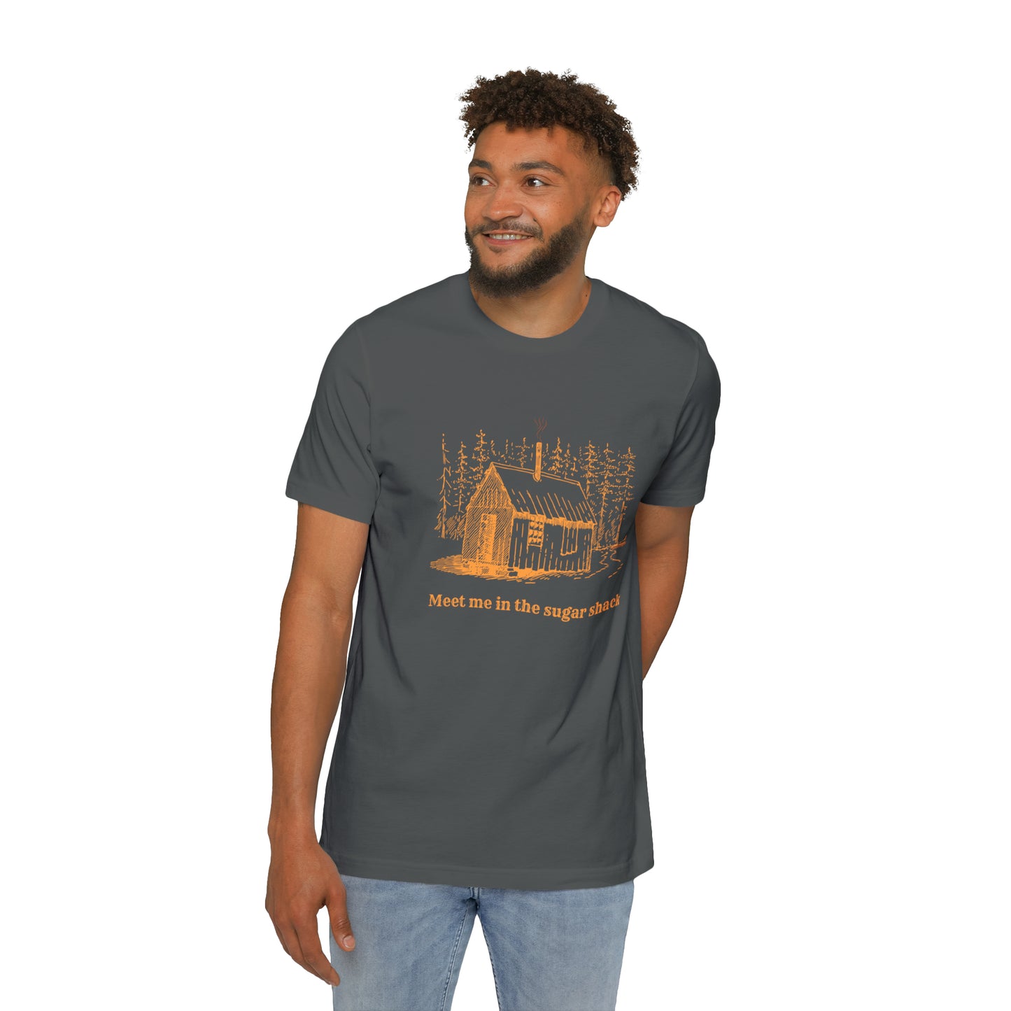 Meet Me in the Sugar Shack, Sap House, Sugarbush,  Maple Syrup, USA-Made Unisex Short-Sleeve Jersey T-Shirt