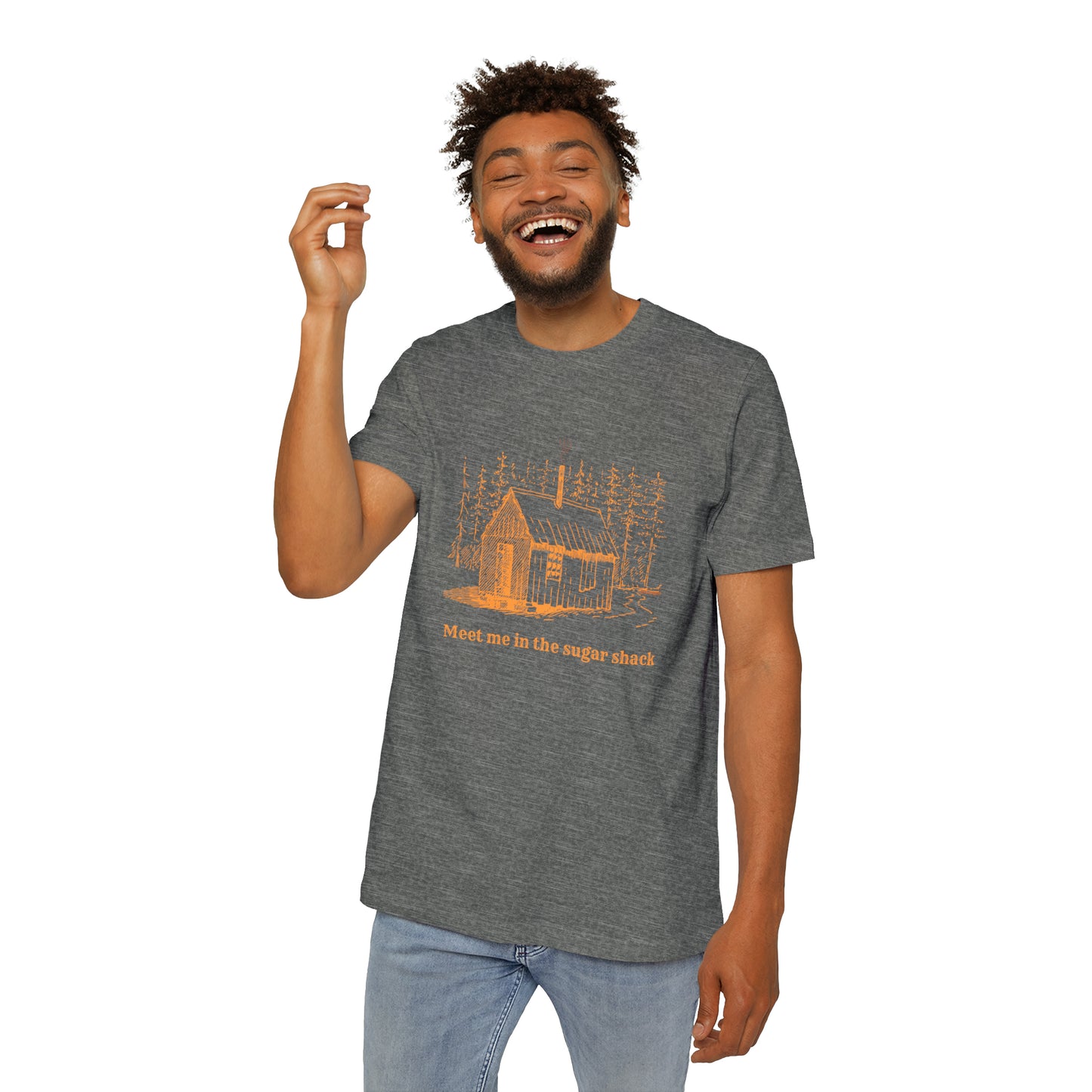 Meet Me in the Sugar Shack, Sap House, Sugarbush,  Maple Syrup, USA-Made Unisex Short-Sleeve Jersey T-Shirt