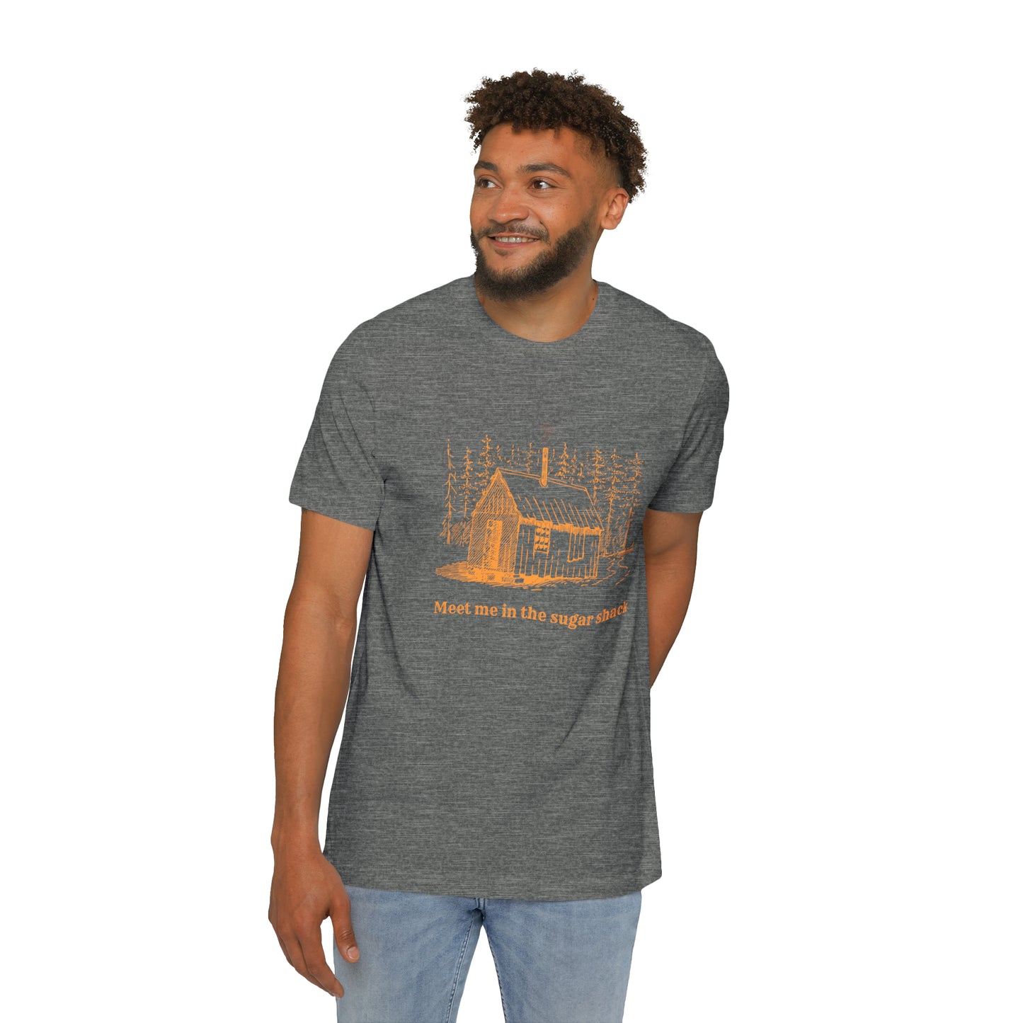 Meet Me in the Sugar Shack, Sap House, Sugarbush,  Maple Syrup, USA-Made Unisex Short-Sleeve Jersey T-Shirt