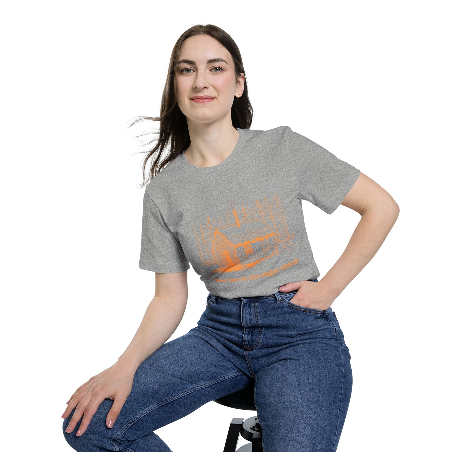 Meet Me in the Sugar Shack, Sap House, Sugarbush,  Maple Syrup, USA-Made Unisex Short-Sleeve Jersey T-Shirt