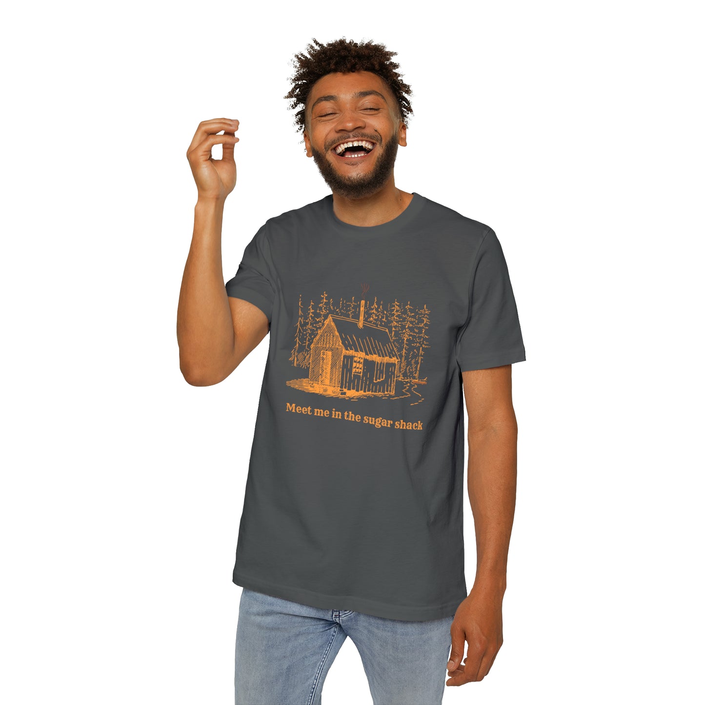 Meet Me in the Sugar Shack, Sap House, Sugarbush,  Maple Syrup, USA-Made Unisex Short-Sleeve Jersey T-Shirt